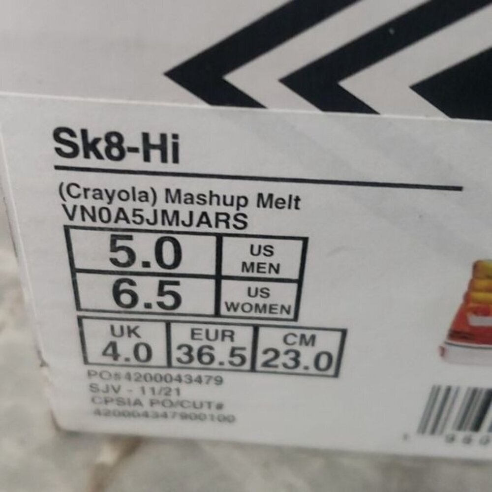 New Vans Womens Sk8 Hi Crayola High Top Shoes Size 6.5 Deadstock Art to Wear Gym - Picture 10 of 10